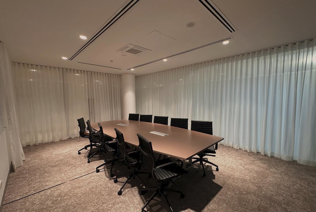 sheer acoustic curtain in boardroom