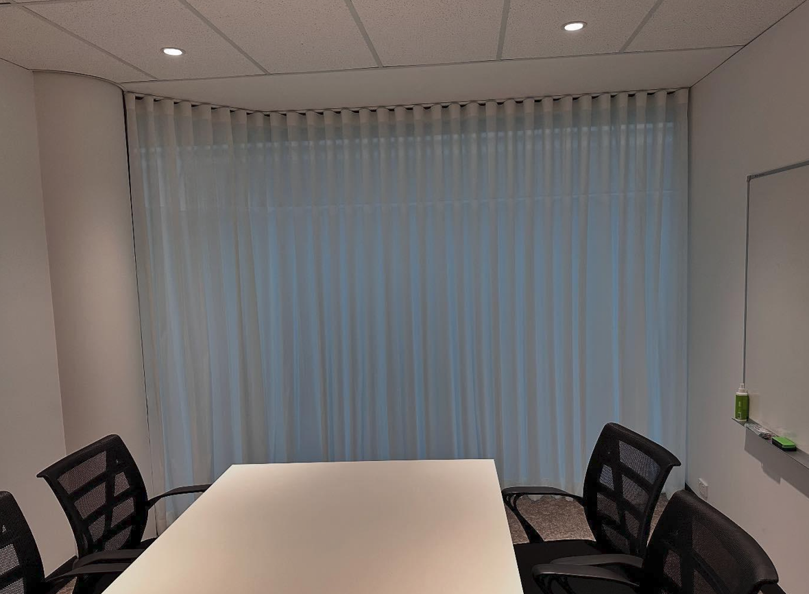 sheer acoustic curtain in meeting room